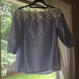 Boutique off-shoulder lace blouse, L
